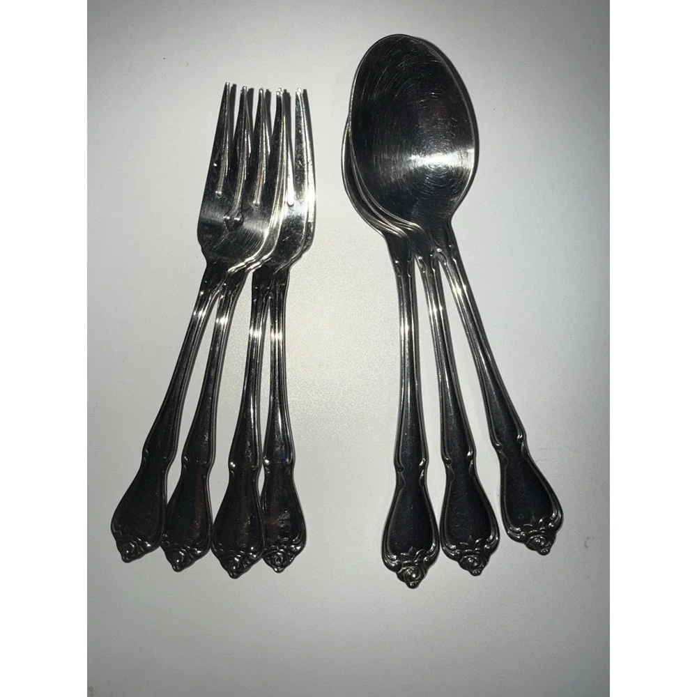 7 Oneida Arbor Rose True Rose 1881 Rogers Spoons‎ Forks Stainless Flatware B